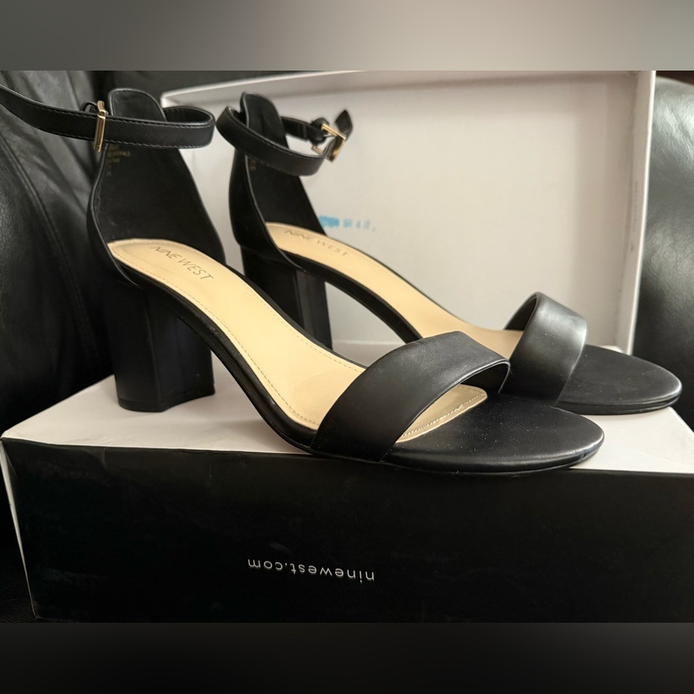Nine West Black Ankle Strap Heels